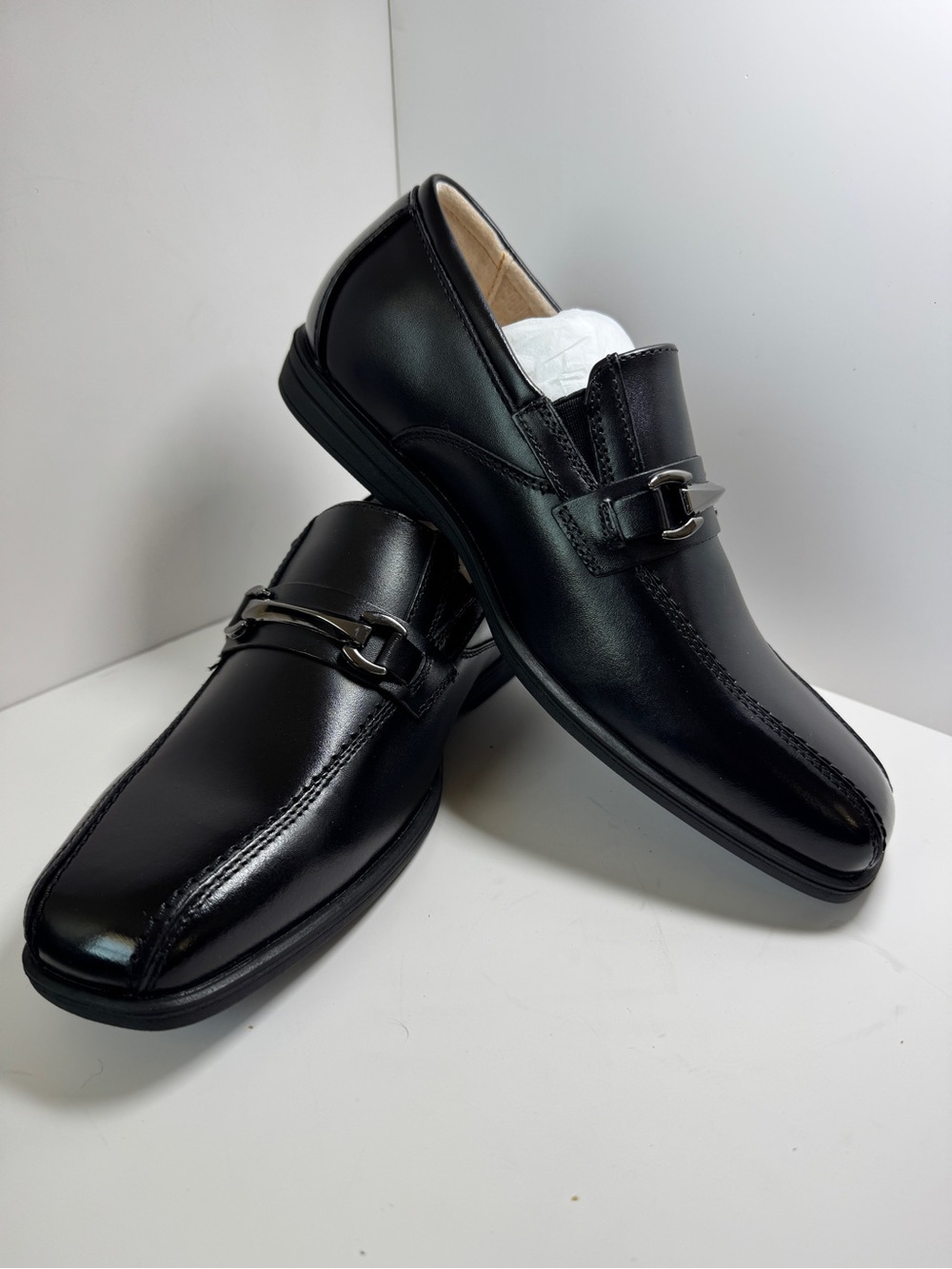 Boys Florsheim Black Slip-On Loafers